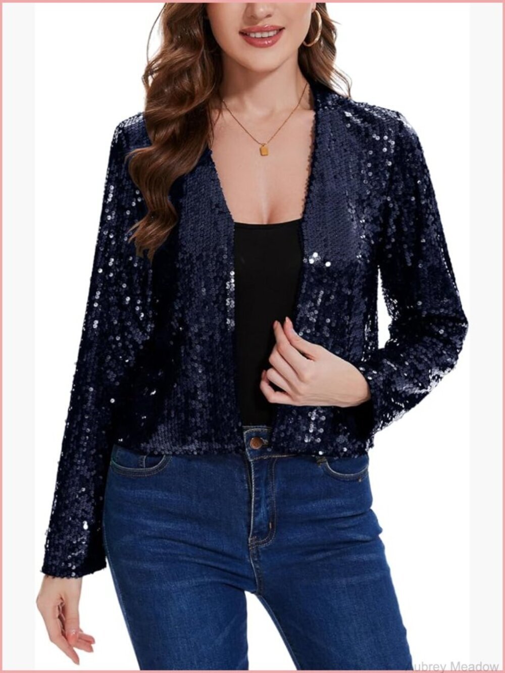 Sequin Cropped Cardigan Long Sleeve Open Front Party Shrug Jacket